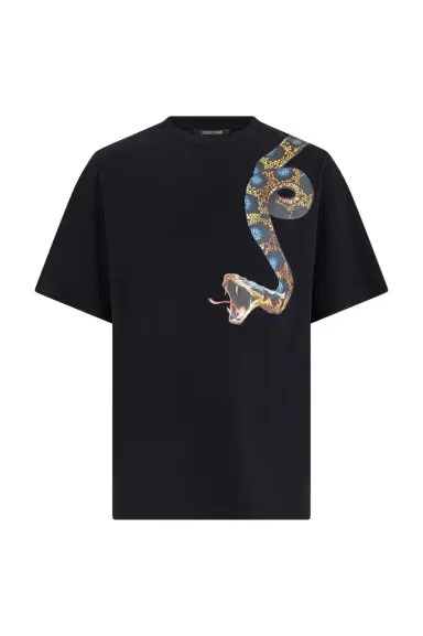 Roberto Cavalli Cotton T-shirt with Snake Print | Thumbnail 1