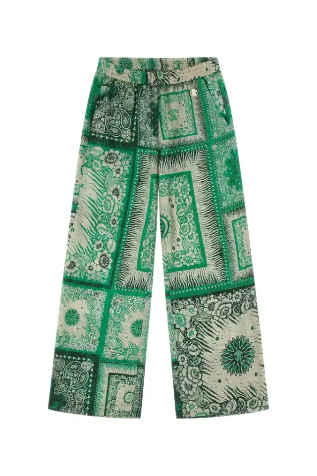 Roberto Cavalli Green Baroque Print Trousers
