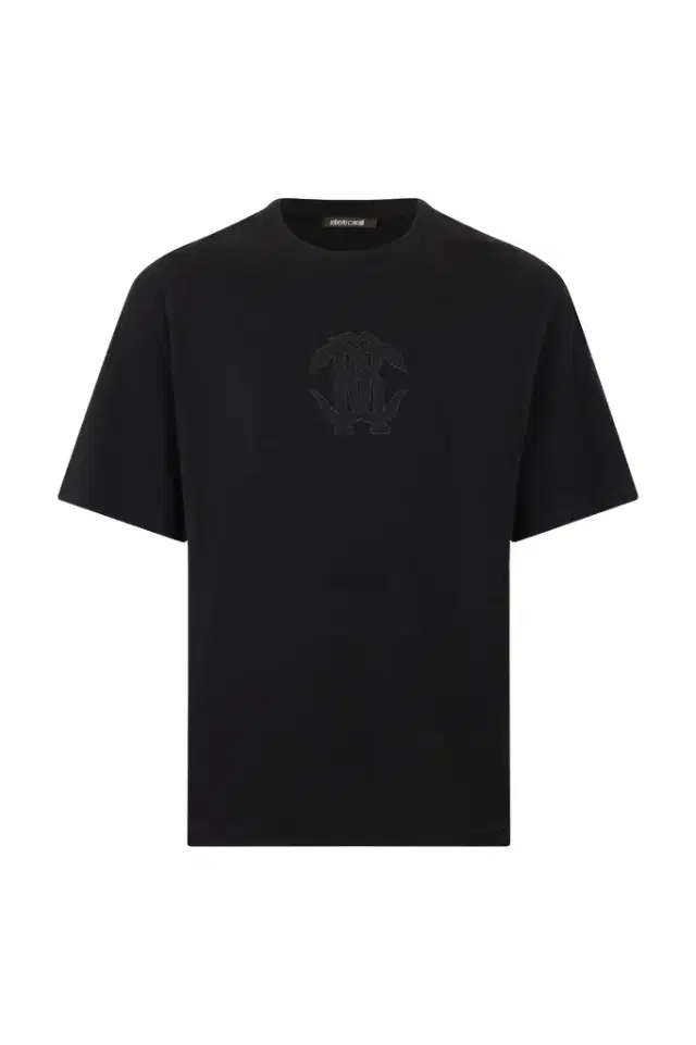 Roberto Cavalli Black T-shirt with embroidered logo