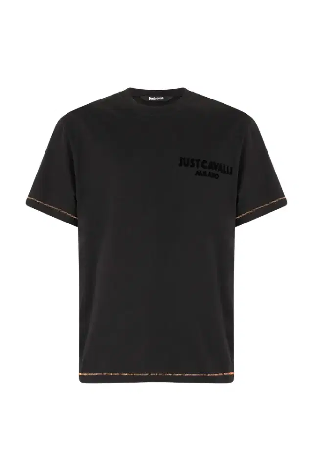 Roberto Cavalli T-Shirt With JC Monogram And Contrasting Topstitching