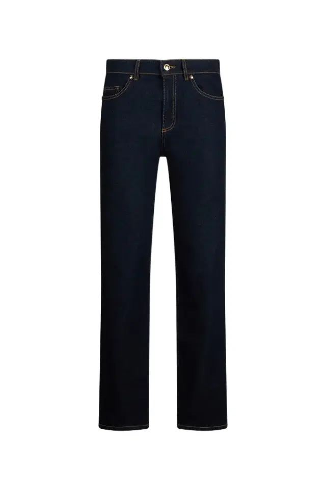 Roberto Cavalli Dark Blue Straight Leg Jeans With Contrast Stitching