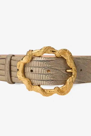 Roberto Cavalli Ivory Belt With Cobra Print And Snake Buckle | Thumbnail 4 Roberto Cavalli Ivory Belt With Cobra Print And Snake Buckle | Thumbnail 4
