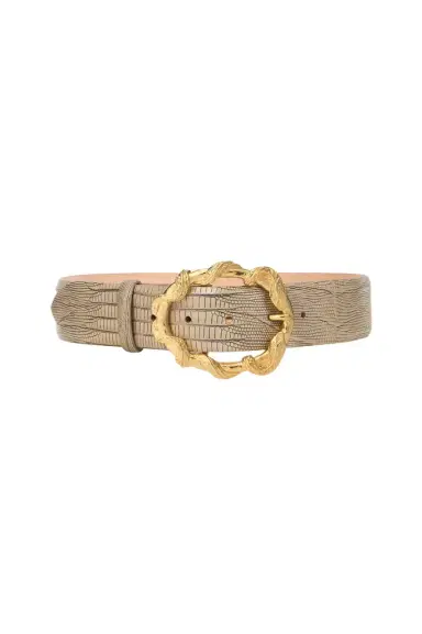 Roberto Cavalli Ivory Belt With Cobra Print And Snake Buckle | Thumbnail 1 Roberto Cavalli Ivory Belt With Cobra Print And Snake Buckle | Thumbnail 1