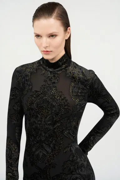 Roberto Cavalli Dress with Ornamental Black Print | Thumbnail 5