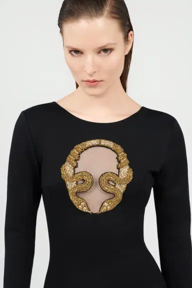 Roberto Cavalli Mini Dress with Gold Embroidery | Thumbnail 5 Roberto Cavalli Mini Dress with Gold Embroidery | Thumbnail 5