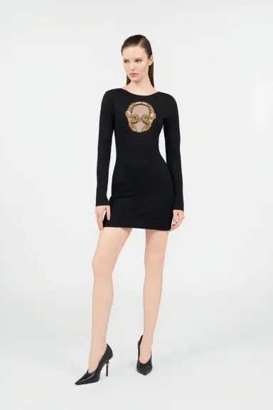 Roberto Cavalli Mini Dress with Gold Embroidery | Thumbnail 7 Roberto Cavalli Mini Dress with Gold Embroidery | Thumbnail 7