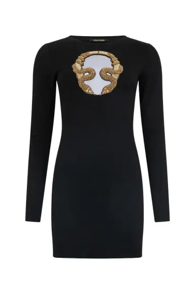 Roberto Cavalli Mini Dress with Gold Embroidery | Thumbnail 1 Roberto Cavalli Mini Dress with Gold Embroidery | Thumbnail 1
