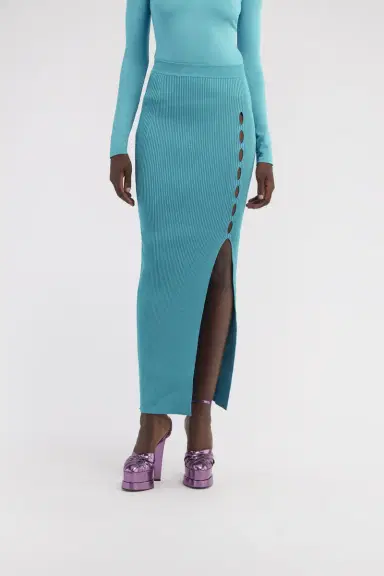 Roberto Cavalli Ribbed long skirt with cut-out | Thumbnail 2