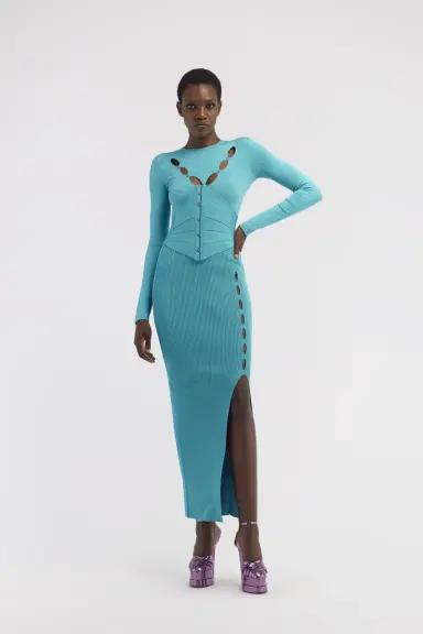 Roberto Cavalli Ribbed long skirt with cut-out | Thumbnail 5