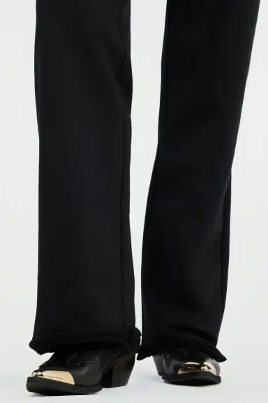 Roberto Cavalli Black Flared Trousers With Leopard Print Waistband | Thumbnail 5