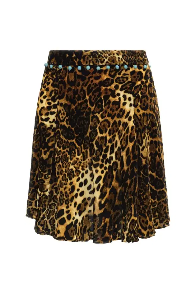 Roberto Cavalli Leopard print velvet skirt
