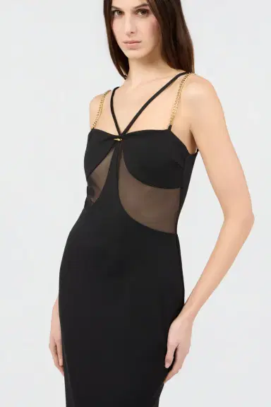 Roberto Cavalli Black Maxi Dress with Chain Straps | Thumbnail 4 Roberto Cavalli Black Maxi Dress with Chain Straps | Thumbnail 4
