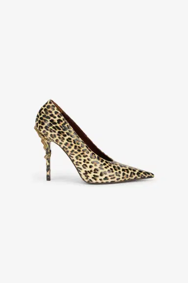 Roberto Cavalli Animal-Print Leather Pumps with Snake Detail | Thumbnail 2 Roberto Cavalli Animal-Print Leather Pumps with Snake Detail | Thumbnail 2