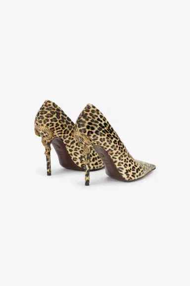 Roberto Cavalli Animal-Print Leather Pumps with Snake Detail | Thumbnail 3 Roberto Cavalli Animal-Print Leather Pumps with Snake Detail | Thumbnail 3