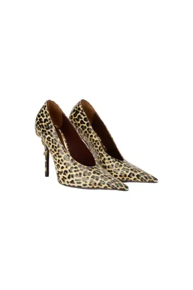 Roberto Cavalli Animal-Print Leather Pumps with Snake Detail | Thumbnail 1 Roberto Cavalli Animal-Print Leather Pumps with Snake Detail | Thumbnail 1