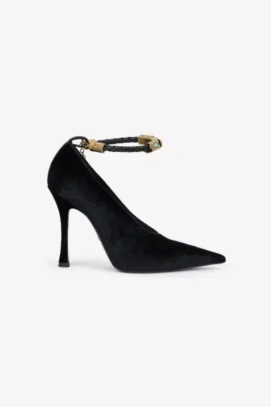 Roberto Cavalli Roberto Cavalli Velvet Stiletto Heels With Jewel Anklet | Thumbnail 2