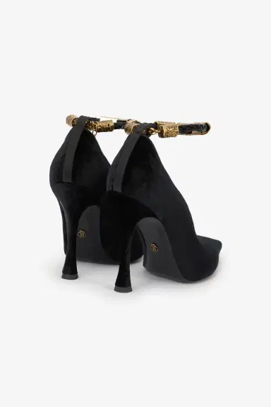 Roberto Cavalli Roberto Cavalli Velvet Stiletto Heels With Jewel Anklet | Thumbnail 3
