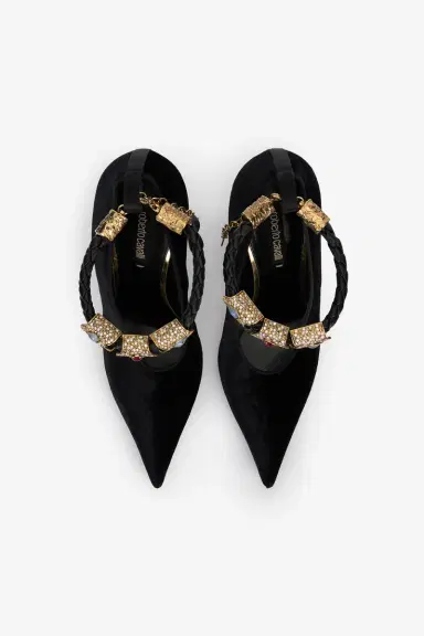 Roberto Cavalli Roberto Cavalli Velvet Stiletto Heels With Jewel Anklet | Thumbnail 5