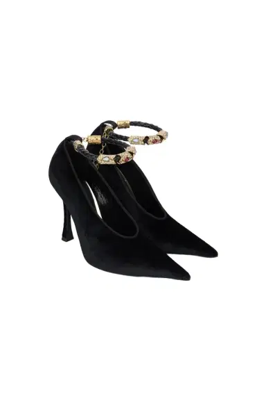 Roberto Cavalli Roberto Cavalli Velvet Stiletto Heels With Jewel Anklet | Thumbnail 1