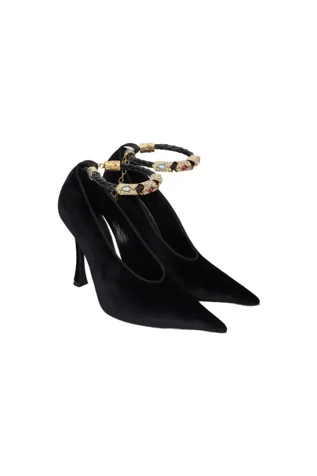 Roberto Cavalli Roberto Cavalli Velvet Stiletto Heels With Jewel Anklet