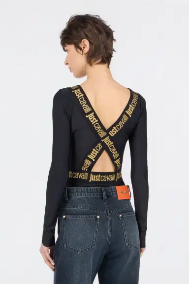 Roberto Cavalli Black Fitted Bodysuit with Logo | Thumbnail 3 Roberto Cavalli Black Fitted Bodysuit with Logo | Thumbnail 3