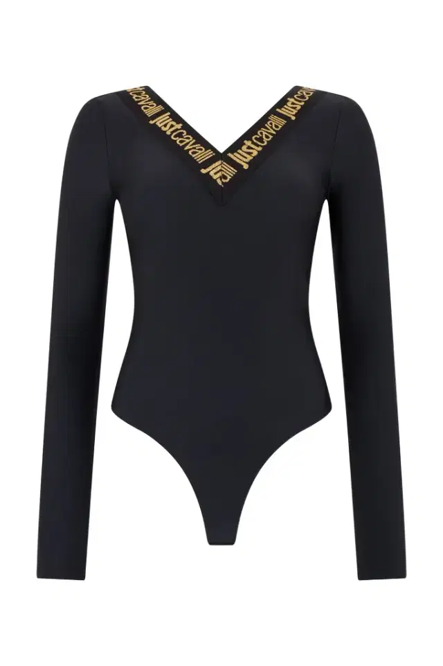 Black Fitted Bodysuit with Logo