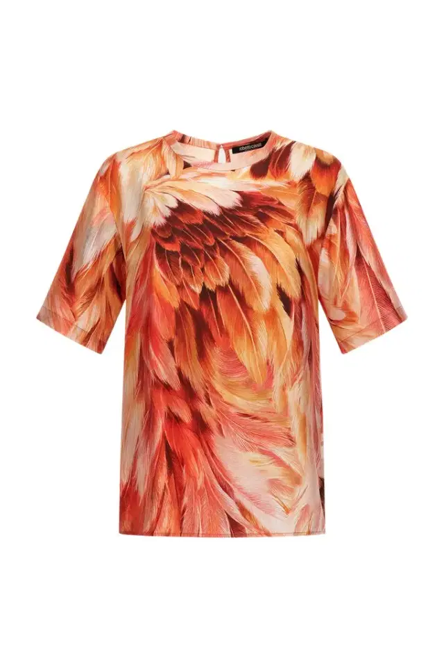 Roberto Cavalli Plumage print t-shirt