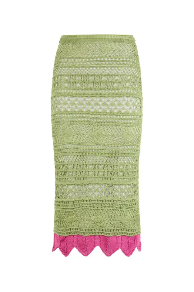 Midi Knit Skirt with Contrast Detail