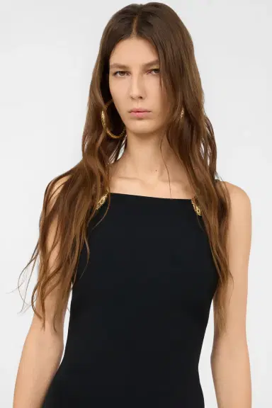 Roberto Cavalli Black Sheath Dress with Snake Detailing | Thumbnail 5