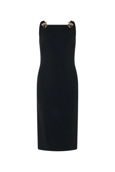 Roberto Cavalli Black Sheath Dress with Snake Detailing | Thumbnail 1