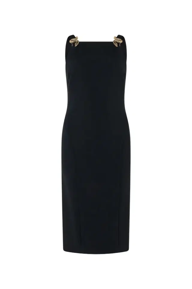 Black Sheath Dress with Snake Detailing