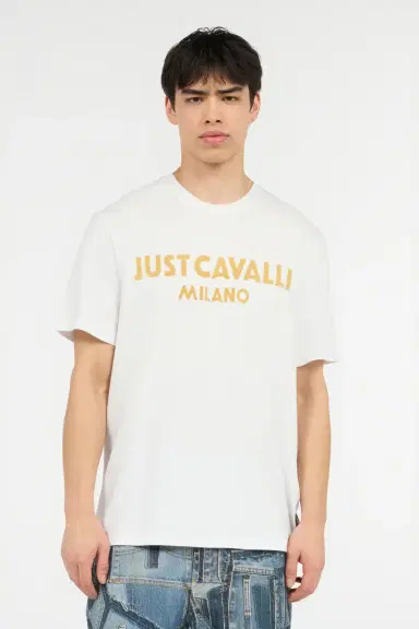 Roberto Cavalli T-Shirt With Flocked Logo | Thumbnail 2