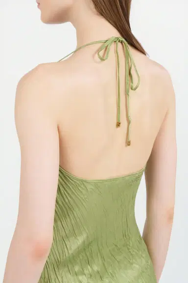 Roberto Cavalli Long Silk Dress with Lace Detail | Thumbnail 6