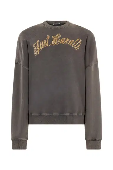 Roberto Cavalli Sweatshirt With Bejeweled Logo Studs | Thumbnail 1 Roberto Cavalli Sweatshirt With Bejeweled Logo Studs | Thumbnail 1