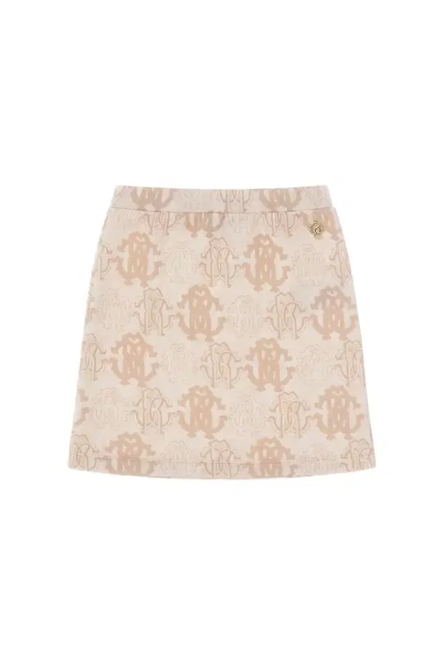Roberto Cavalli Monogrammed Beige A-line Skirt