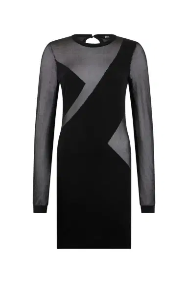 Roberto Cavalli Black Mini Dress With Sheer Inserts | Thumbnail 1 Roberto Cavalli Black Mini Dress With Sheer Inserts | Thumbnail 1