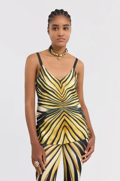 Roberto Cavalli Ray Of Gold Print Silk Top | Thumbnail 2 Roberto Cavalli Ray Of Gold Print Silk Top | Thumbnail 2