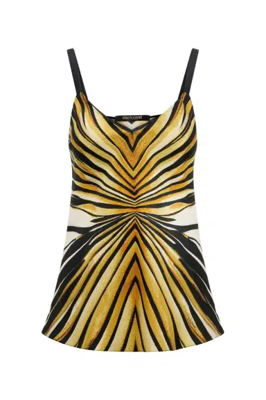 Roberto Cavalli Ray Of Gold Print Silk Top | Thumbnail 1 Roberto Cavalli Ray Of Gold Print Silk Top | Thumbnail 1