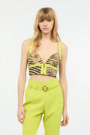 Roberto Cavalli Crop Top With Tiger Skin Print | Thumbnail 2