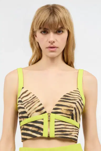 Roberto Cavalli Crop Top With Tiger Skin Print | Thumbnail 5