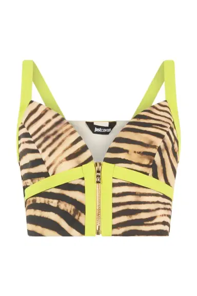 Roberto Cavalli Crop Top With Tiger Skin Print | Thumbnail 1