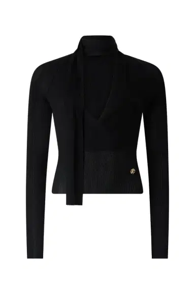 Roberto Cavalli Black Wrap-Over Sweater | Thumbnail 1