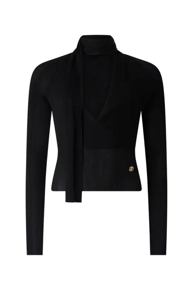 Roberto Cavalli Black Wrap-Over Sweater