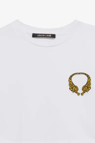 Roberto Cavalli Cotton Crop Top with Tigers | Thumbnail 3