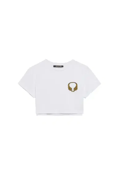 Roberto Cavalli Cotton Crop Top with Tigers | Thumbnail 1