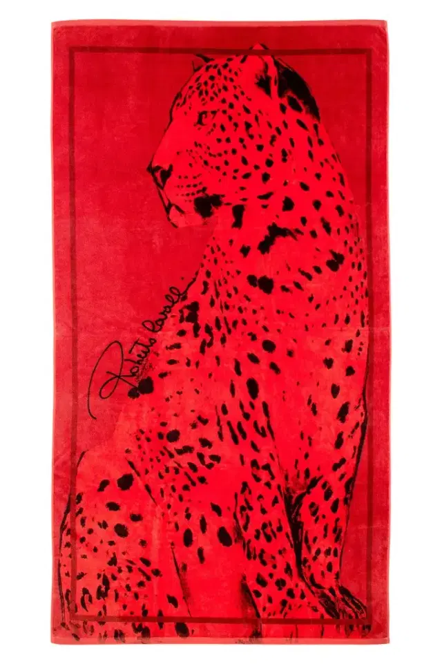 Roberto Cavalli Big Cat Print Beach Towel