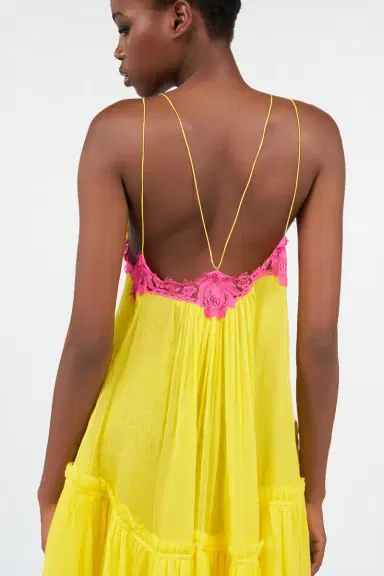 Roberto Cavalli Chiffon Dress with Lace Detail | Thumbnail 6