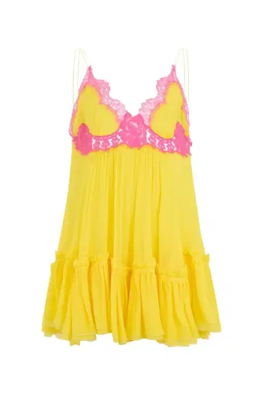 Roberto Cavalli Chiffon Dress with Lace Detail | Thumbnail 1