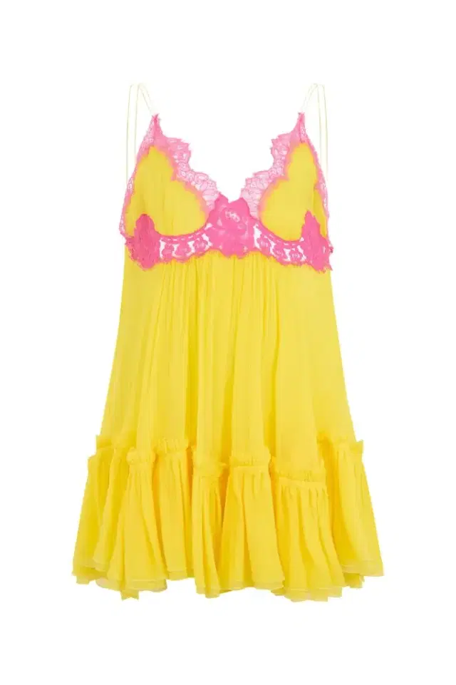 Roberto Cavalli Chiffon Dress with Lace Detail