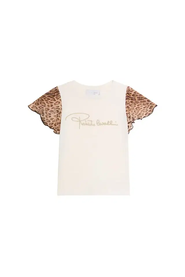 Roberto Cavalli T-shirt With Leopard Print Silk Sleeves